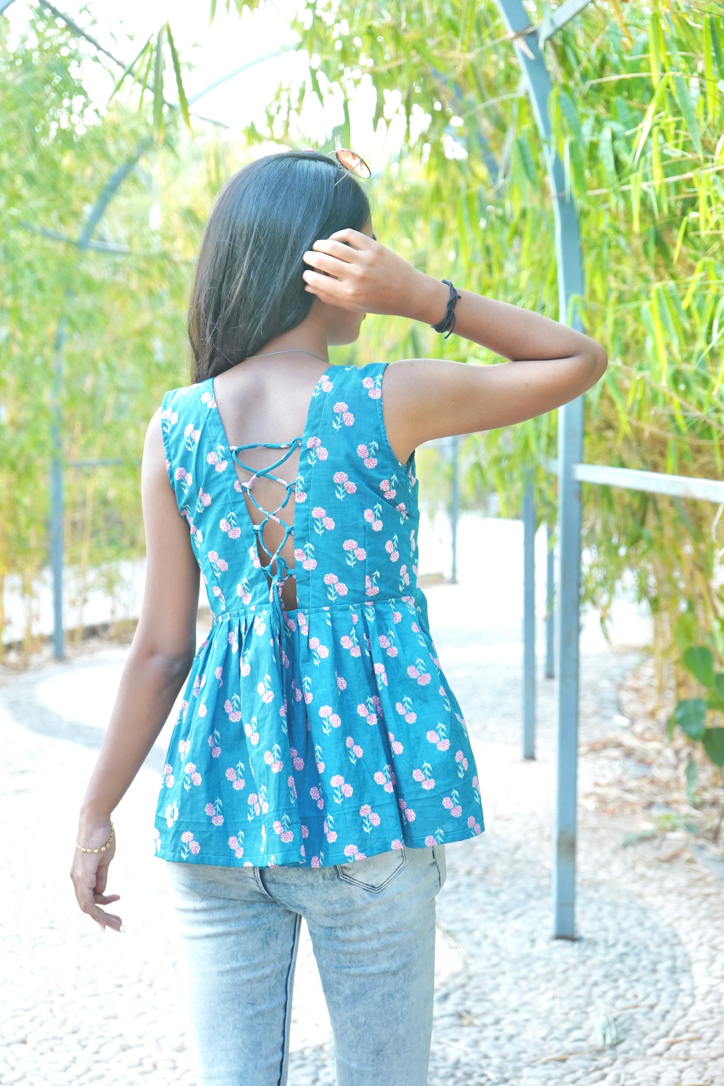 Gulzaar Blue Peplum Top