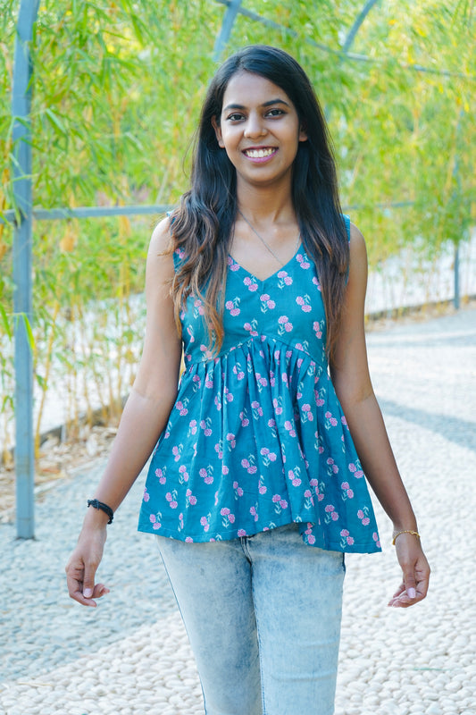 Gulzaar Blue Peplum Top